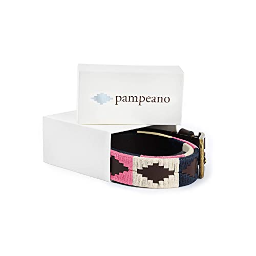 Pampeano | Dulce - Cinturón de polo de cuero artesanal argentino premium - Caja de regalo | Cinturón de diseño unisex | 3,5 cm de ancho, cosido a mano con hebilla de latón antiguo