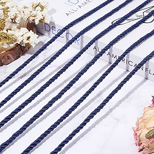 PandaHall Cuerda Trenzada de 18 m, 5 mm, 3 Capas, cordón de poliéster, cordón Decorativo Trenzado de Viscosa Brillante, para Cortinas, tapicería, Bolsa de Regalo, adornar Disfraces decoración