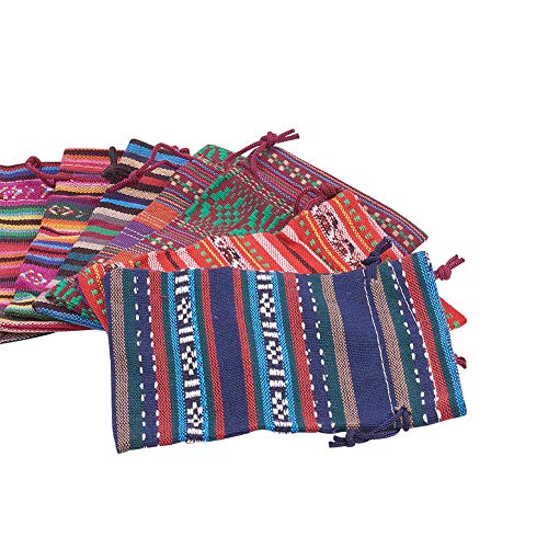 PandaHall Elite 40 bolsas de embalaje de tela de estilo étnico, 8 colores, 14 x 10 cm, con cordón para joyas, bolsas de monedas para artículos pequeños de embalaje