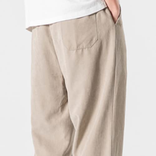 Pantalones Casuales para Hombre Verano Simple Color Puro Cómodo cordón Cintura elástica Deportes Fitness Pantalones de Nueve Puntos 4XL