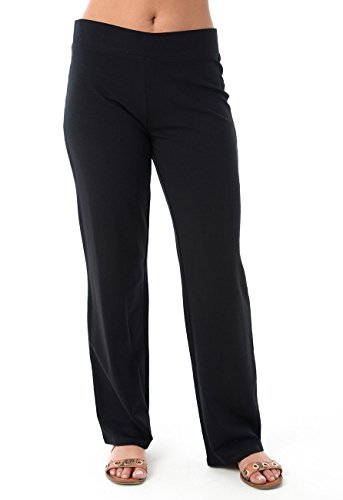 Pantalones de chándal para mujer - Corte recto - Ideales para hacer ejercicio - Algodón - Negro - EU 50 mediana