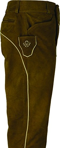 Pantalones de piel largos para hombre y mujer, pantalones de piel auténtica nobuk, bávaros de piel en camel marrón claro 39W x 36L