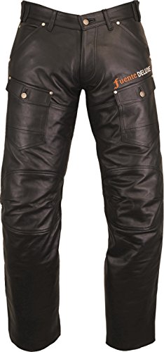 Pantalones largos de piel para hombre y moto, de Fuente Delux Negro 46