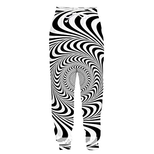 Pantalones Unisex con Estampado 3D de Rayas estereoscópicas en Blanco y Negro Pantalones vértigo Deportivos Ocasionales de diseño vértigo 5 5XL