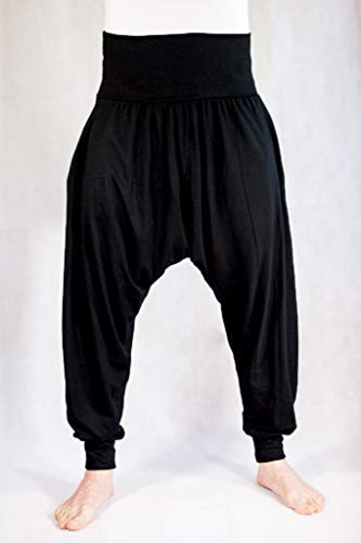 Pantalones Yoga Pilates Harem Etnicos Cagados Thai Uniforme Comodos Unisex Tallas (Negro, S)