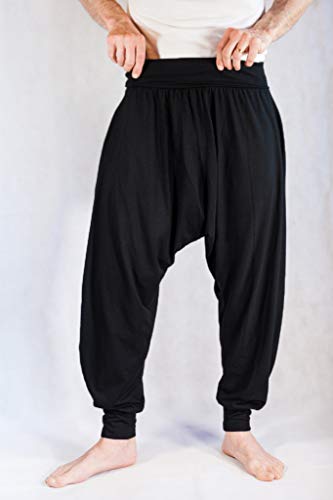 Pantalones Yoga Pilates Harem Etnicos Cagados Thai Uniforme Comodos Unisex Tallas (Negro, S)