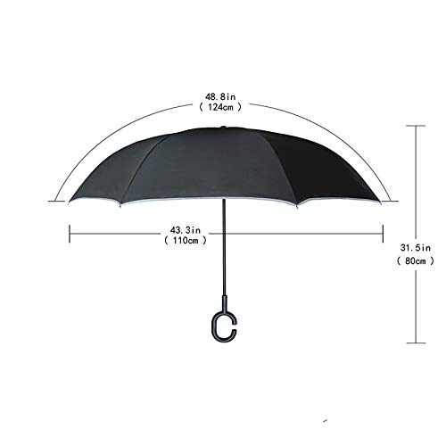 Paraguas Creativo de Concurso de fútbol, Plegable invertido a Prueba de Viento, Paraguas de Doble Capa Paraguas autoportante de adentro hacia afuera 55x61cm