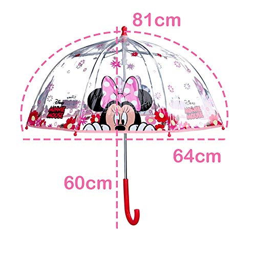 Paraguas Cúpula Transparente Manual Paraguas Niña Infantil Paraguas Minnie Mouse 60cm