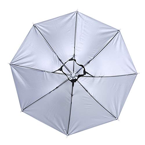 Paraguas para la Cabeza 65cm Protector Solar a Prueba de Viento Paraguas montado en la Cabeza Paraguas Plegable Superior(Azul Real)
