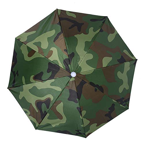Paraguas para la Cabeza 65cm Protector Solar a Prueba de Viento Paraguas montado en la Cabeza Paraguas Plegable Superior(Azul Real)