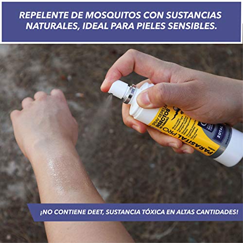 Parasital Spray Repelente de Mosquitos, Pack 2-Total 200ml Repelente Mosquitos Fuerte Protección y Olor Agradable para Niños y Adultos | Anti Mosquitos Exterior y Repelente Insectos Eficaz