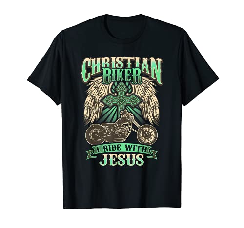 Paseo Cristiano Motorista Con Jesús Jinete De Motocicleta Religioso Camiseta