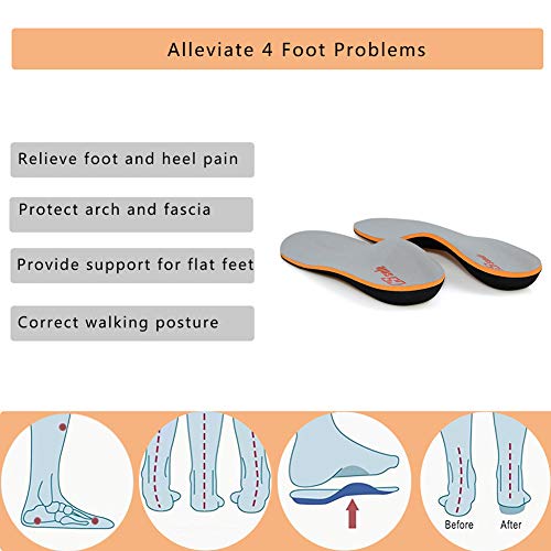 PCSsole Plantilla ortopédica, Fascitis Plantar con Soportes de Arco para el pie plano pronación para ayudar a reducir el dolor en el talón tendinitis de Aquiles (EU40-41(26cm))