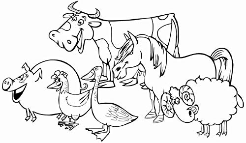 Pegatinas De Pared Fotomurales Animal De Dibujos Animados Cerdo Caballo Gallo Toro Vinilo Extraíble Arte Niños Dormitorio Decoración Del Hogar 74X43 cm