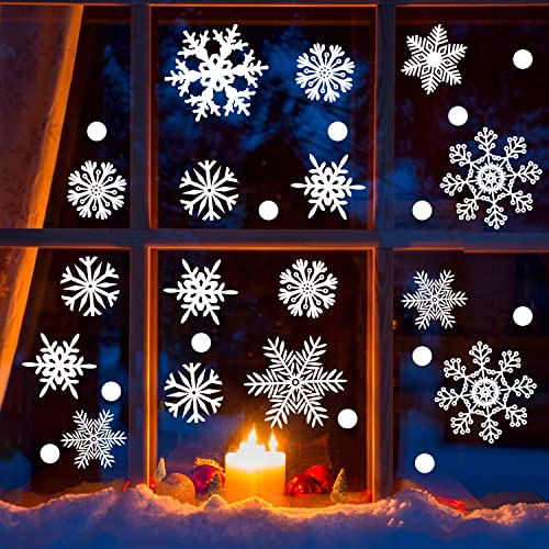 Pegatinas Navidad para Ventanas, 120 Pegatinas Copos de Nieve Stickers Navidad, Navidad la Decoración del Hogar de Blanca Chrismas Ventana PVC Decoración Navidad Ventanas