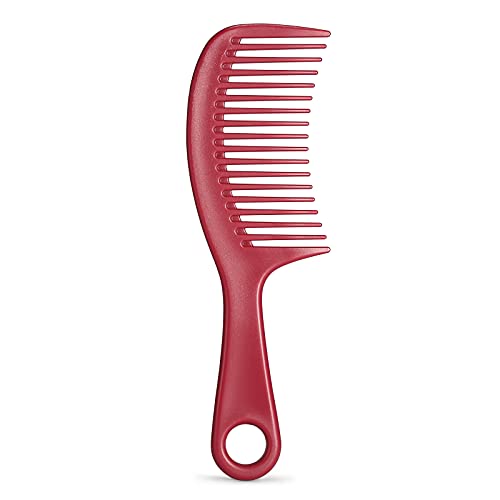 Peine de dientes anchos para pelo rizado de Bestool para cabello largo, fácil de desenredar, para mujeres, hombres o niños, mojado o seco (rojo)