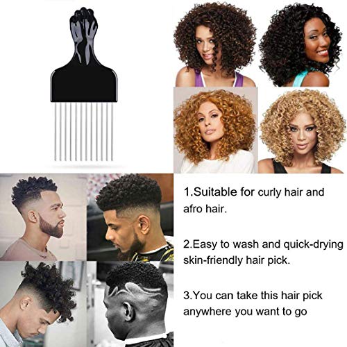 Peine de pelo Afro Twist con juego de púas de pelo, púa de metal para peines de peinado afro, peluquería desenredante, peines trenzados para mujeres, hombres, peinado de cabello rizado