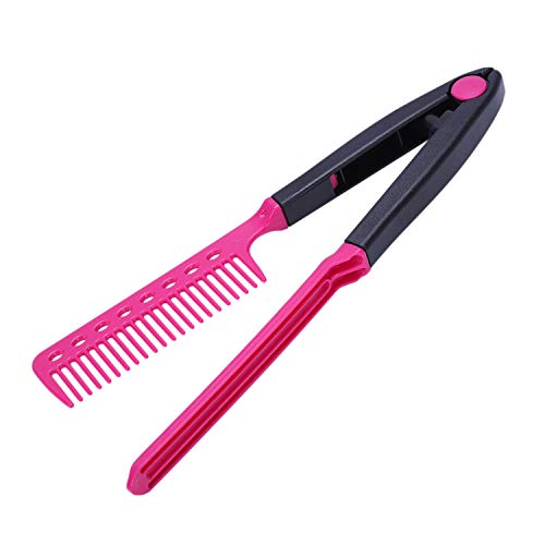 Peine en forma de V - TOOGOO(R)Peine de diseno en forma de V plegable para planchar el pelo de DIY de salon de pelo de belleza de color negro rojo rosado