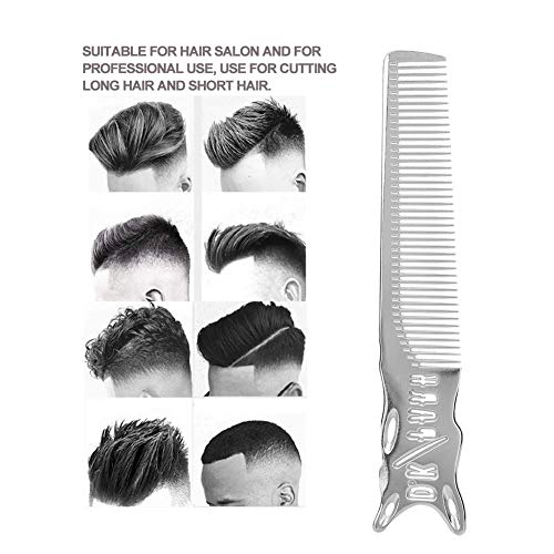 Peine para cortar el pelo, peine de aluminio resistente para barberos, peluquería, peluquería, peluquería, cabello liso para cabello mojado, cabello seco, rizado (comb)