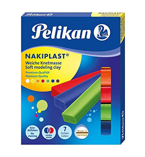 Pelikan Nakiplast - Masa Moldeable, Barras de 125gr, 7 Colores, Cera de Abeja Natural, Sin Disolventes