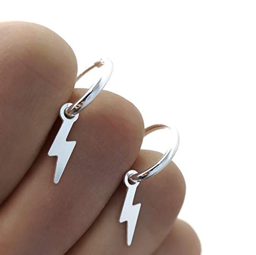 Pendientes Rayo Plata de Ley 925 - Pendientes Aros Plata con Rayo para Hombre y Mujer ideales para hacer un regalo original.