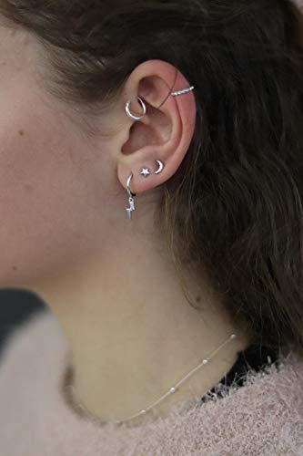 Pendientes Rayo Plata de Ley 925 - Pendientes Aros Plata con Rayo para Hombre y Mujer ideales para hacer un regalo original.