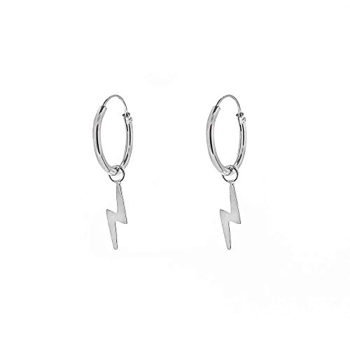 Pendientes Rayo Plata de Ley 925 - Pendientes Aros Plata con Rayo para Hombre y Mujer ideales para hacer un regalo original.