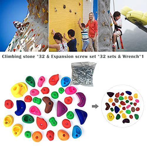 per 32 Piezas de Textura para Escalada de Roca para niños con Accesorios de instalación Piedras de Escalada Juegos de jardín de Infantes(para Paredes de Cemento)