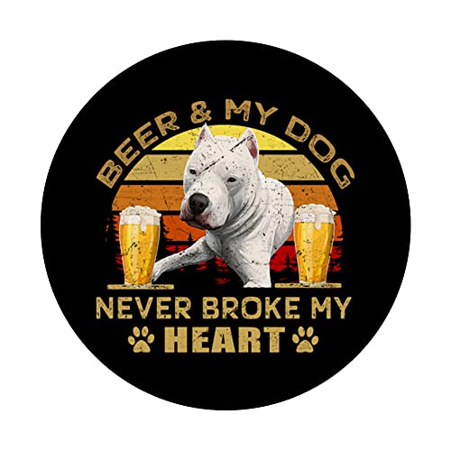 Perros 365 Cerveza & Dogo Argentino Perro Nunca Rompió Mi Corazón PopSockets PopGrip Intercambiable