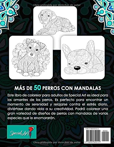 Perros con Mandalas - Libro de Colorear para Adultos: Más de 50 lindos, cariñosos y hermosos perros. Libros de colorear anti estrés con diseños relajantes. (Idea de Regalo, Tamaño Grande)