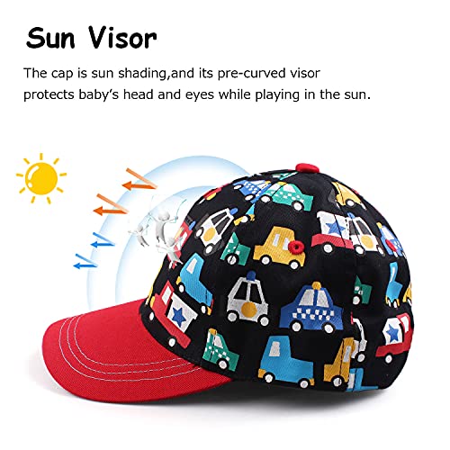 Pesaat Classic Baby Gorra de béisbol Dinosaurio Niños Niñas Sombrero para el Sol Algodón Primavera Verano Niños Visera Sombreros (Coche Colorido, 1 a 2 años)