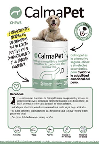 petia Vet health Calmapet Complemento alimenticio Que Relaja y Calma a tu Perro de Forma Natural - Bote 60 Chews