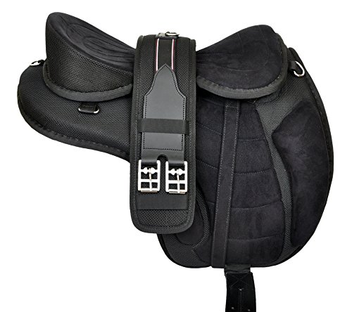 Pets Safe Freemax caballo de Inglés negro sintético piel de silla de montar y cincha Get 1 A juego con estribo, Negro