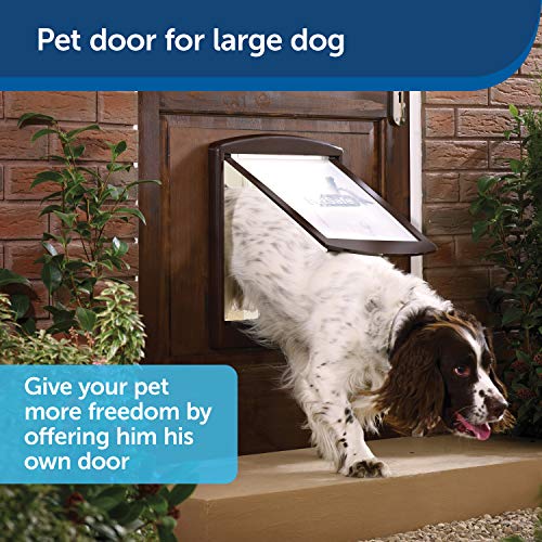 PetSafe – Puerta para Perros y Gatos Original Staywell con 2 Posiciones - Entrada y salida - Puerta para Mascotas. Panel de cierre incluido - Marrón (L)