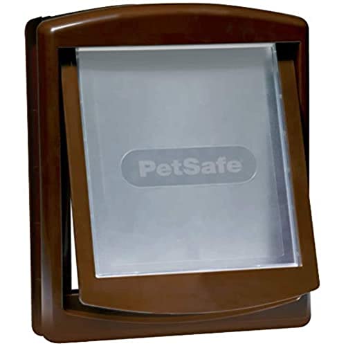 PetSafe – Puerta para Perros y Gatos Original Staywell con 2 Posiciones - Entrada y salida - Puerta para Mascotas. Panel de cierre incluido - Marrón (L)