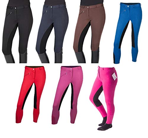 PFIFF 102290 Thea - Pantalones de equitación para Mujer (Piel sintética), Evergreen, Pantalón de equitación Thea, Mujer, Color Negro (marrón/Negro), tamaño 36