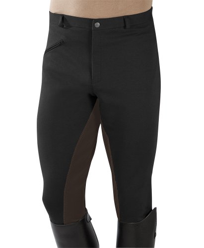 PFIFF - Pantalones de equitación con culera para Hombre Negro Schwarz-Braun Talla:48