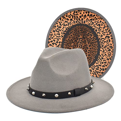 PHILSP Sombrero de Jazz Sombrero de Jazz Borde Negro Estampado de Leopardo Vaquero Cosplay Para Hombres Texas Jazz Gorra Sombrero Fiesta Fiesta Evento Accesorios Para Foto Rojo