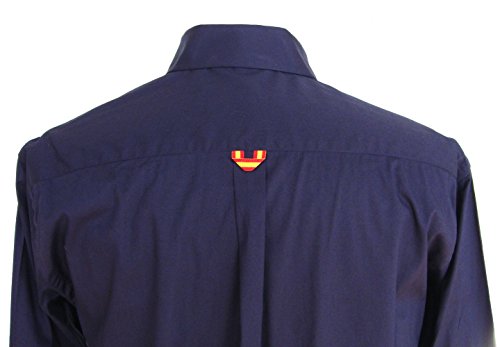 Pi2010 Camisa Bandera de España Hombre Marino con Cuadro escoces, Fabricado en España Talla XL