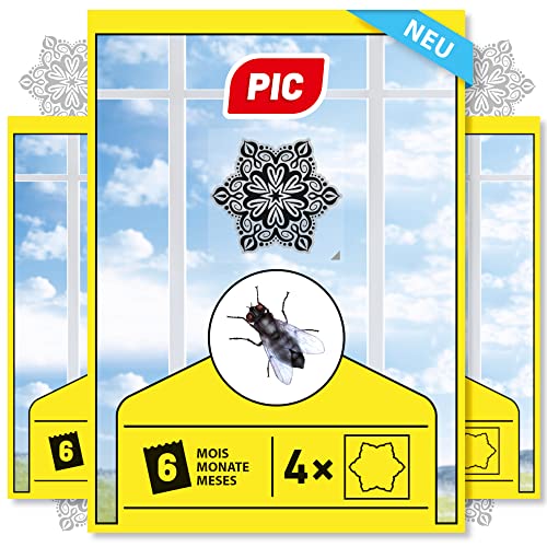 PIC Pegatina para ventana con diseño de mandala, 12 trampas adhesivas para moscas casi invisibles, sin olor, para cocina, dormitorio y salón