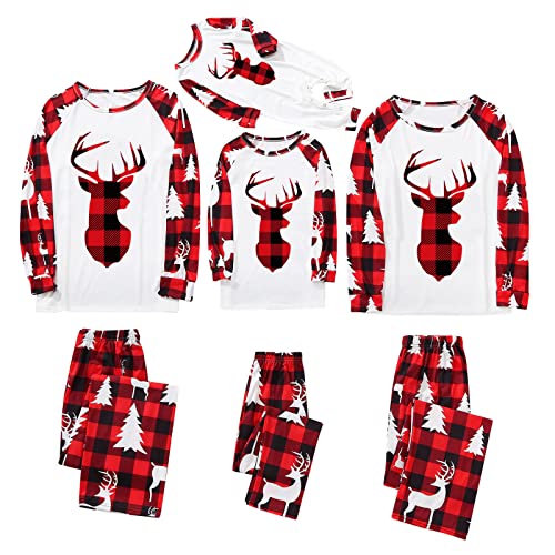 Pijamas Familiares para Navideños Invierno Pijamas Navideños para Pareja Hombre Mujer Niñas Niños Invierno Reno 2 Piezas Ropa de Dormir Regalo de Niño