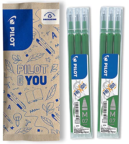 Pilot Frixion 0.7 - Recambios de tinta para bolígrafo roller (6 unidades), color verde