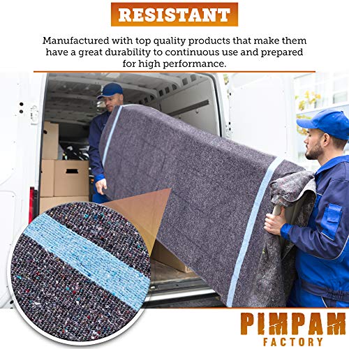 PimPam Factory - Pack de 5 Mantas Protectoras para Mudanzas de 140x200, 410g | Fabricado en España | Protección y Seguridad en el Transporte | Cubre y Protege Muebles | Para Mascotas, Yoga