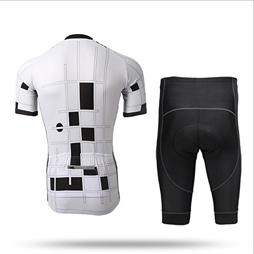 Pinjeer 2018 Pro Newest Ciclismo Ropa Jersey Conjunto, Vestidos de Montar a Caballo de Verano al Aire Libre, Blanco y Negro Enrejado Jersey Trajes Cortos para Hombres de Deportes