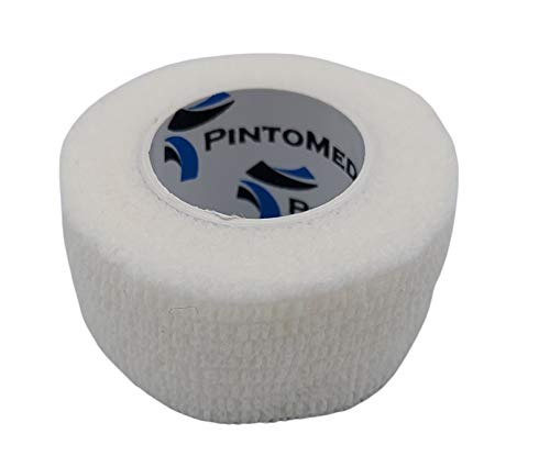 PintoMed - Venda Cohesiva - Blanco - 6 Rollos x 2,5 cm x 4,5 m Autoadhesivo Flexible Vendaje, Primeros Auxilios, Lesiones