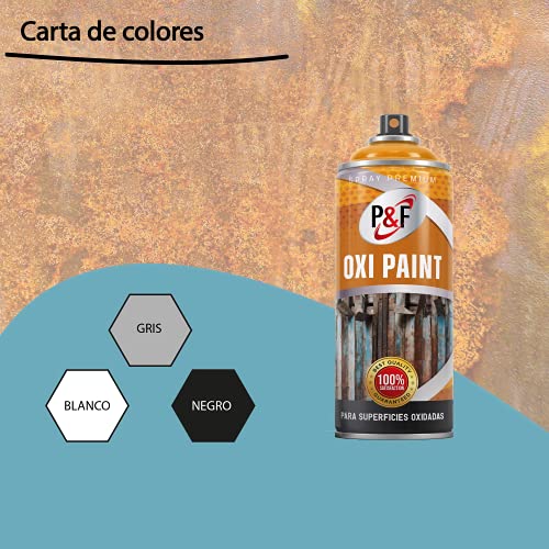 Pintura antioxidante OXIPAINT en spray para metal. P&F/Uso directo/NO NECESITA IMPRIMACIÓN/Interior - Exterior/Tratamiento superficies oxidadas.