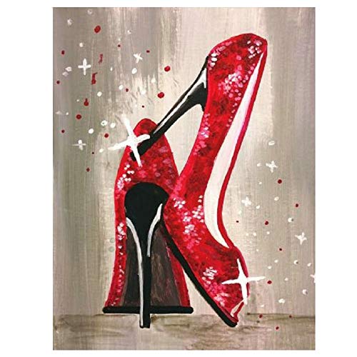 Pintura de Diamante DIY 5D Talla Grande Taladro Completo Tacones rojos Números Diamond Painting Kits pedrería Cristal Embroidery Cross Stitch Art Craft Home Wall Decor F1272 FanChA9S-30x40cm