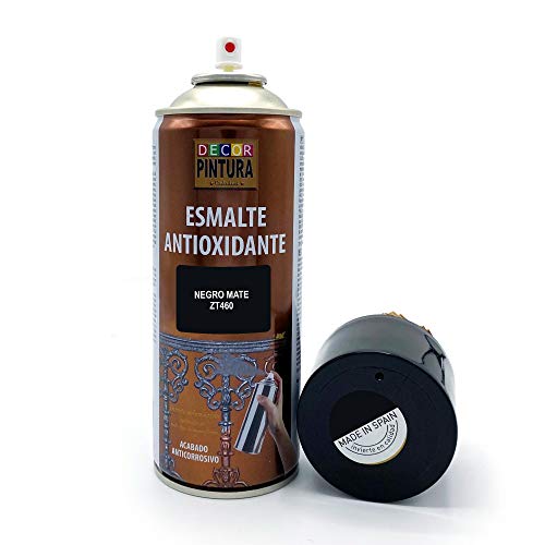 Pintura Spray Negro Mate 400ml ANTIOXIDANTE para metal / anti oxido para metales, hierro, aluminio, acero / Para exteriores - interior aplicación sin imprimacion