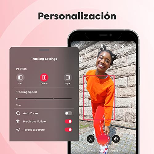 Pivo Pod Lite (Pink - Rosado) - Mini Soporte de Seguimiento Automático para Teléfonos - Seguimiento de Cuerpo y Cara por Bluetooth - Creación de Contenido para Tiktok e Instagram