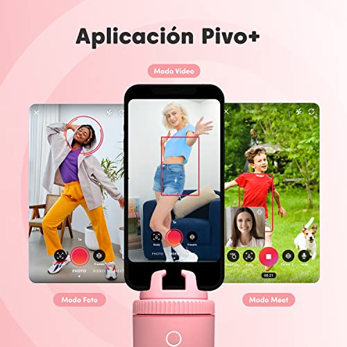 Pivo Pod Lite (Pink - Rosado) - Mini Soporte de Seguimiento Automático para Teléfonos - Seguimiento de Cuerpo y Cara por Bluetooth - Creación de Contenido para Tiktok e Instagram